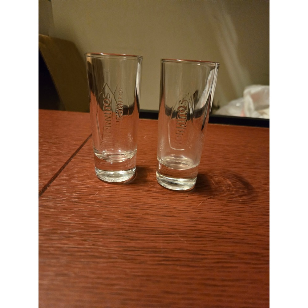 Hornitos Tequila Shot Glasses Set of 2 Clear Embossed Logo Tall Shooter Barware‎